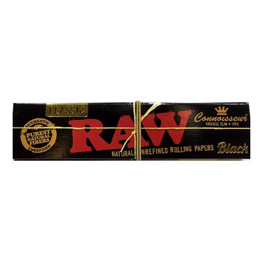 Raw Black Connoisseur Kingsize Slim Rolling Papers + Tips