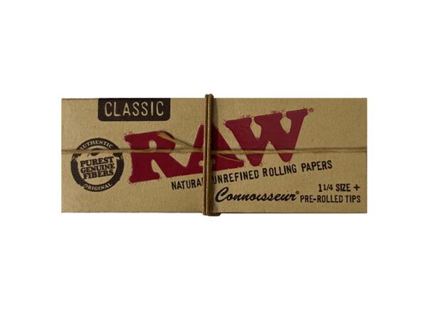 Raw Classic Connoisseur 1 1/4 Rolling Papers + Pre-Rolled Tips