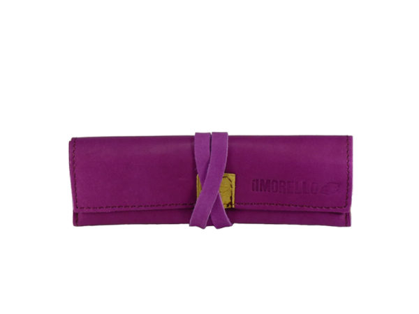 Italian Leather Tie Up RYO Pouch Purple