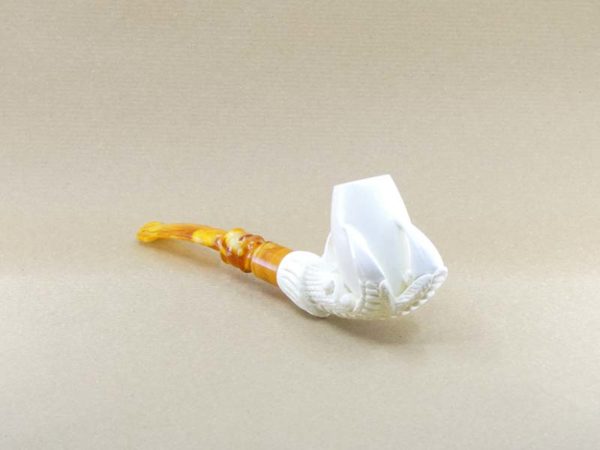 Bowl In Claw Meershaum Pipe - Medium Side Angle