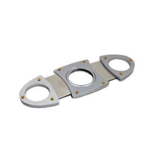 Oval Ended Twin Blade Cigar Cutter - Brushed Steel