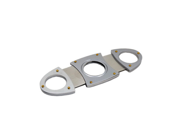 Oval Ended Twin Blade Cigar Cutter - Brushed Steel