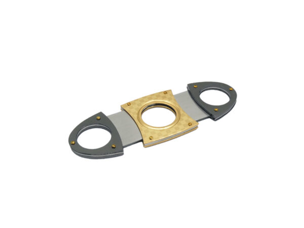 Oval Ended Twin Blade Cigar Cutter - Gold Check