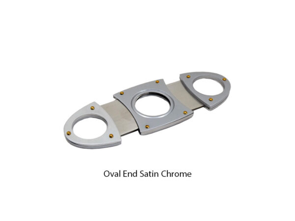 Twin Blade Cigar Cutter - Oval End Satin Chrome