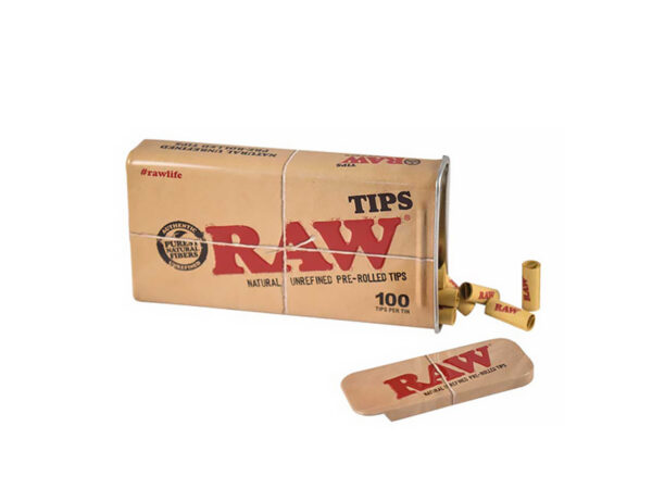 Raw 100 Pre-Rolled Tips Tin
