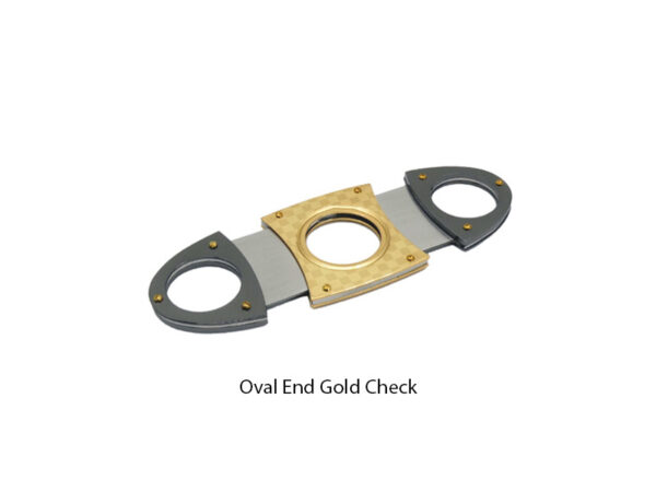 Twin Blade Cigar Cutter - Oval End Gold Check