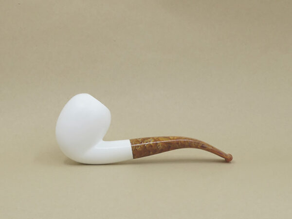 Smooth Bent Billiard Meerschaum Pipe - Medium