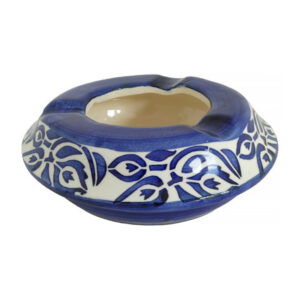 Round Ceramic Blue & White Ashtray