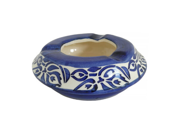 Round Ceramic Blue & White Ashtray